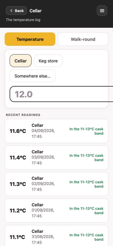 Cellar temperature log and trend