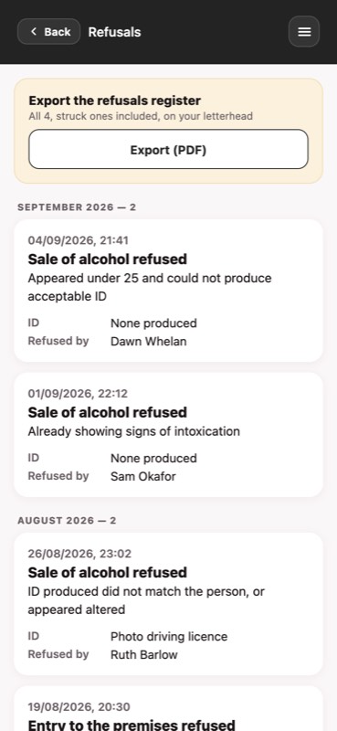 The refusals register